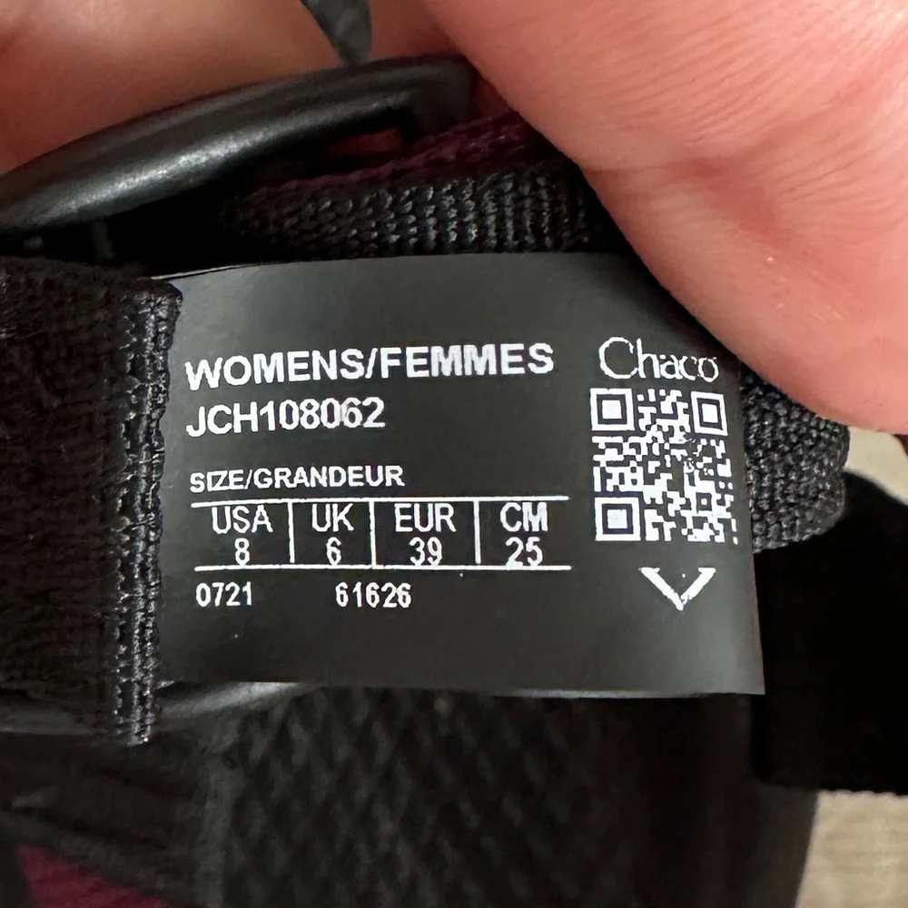 Chaco Z/2 Classic Sandals Maroon Toe Loop Sport Walking Outdoor Women’s Size 8 - Picture 7 of 10
